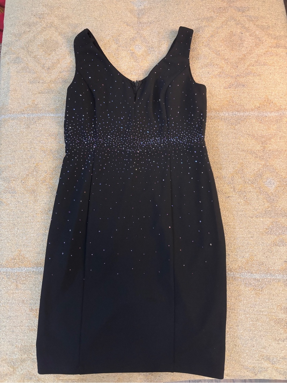 Vintage Black Sleeveless Embellished Mini Dress